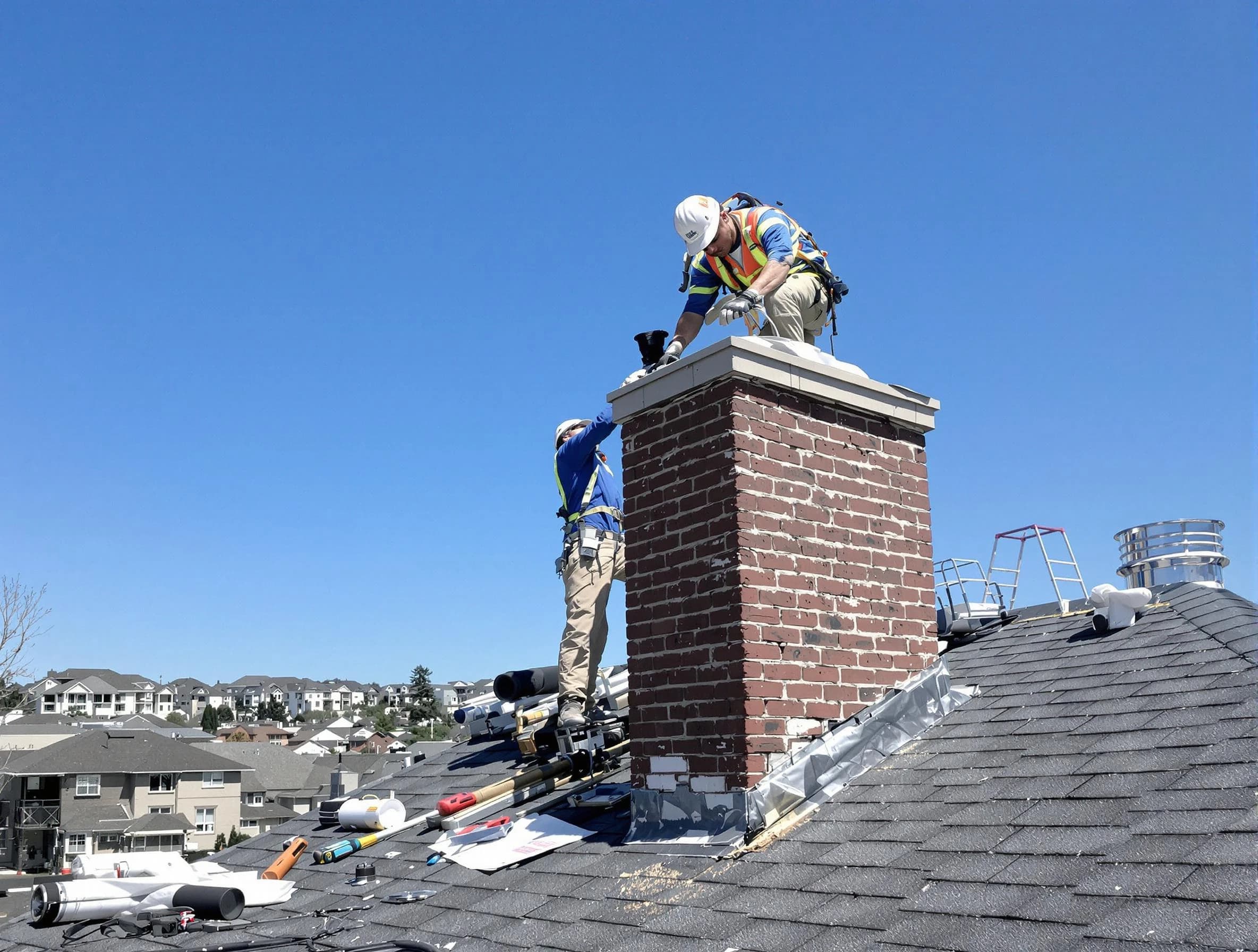 Penn Hills Chimney Sweep repairing a chimney crown in Penn Hills, PA
