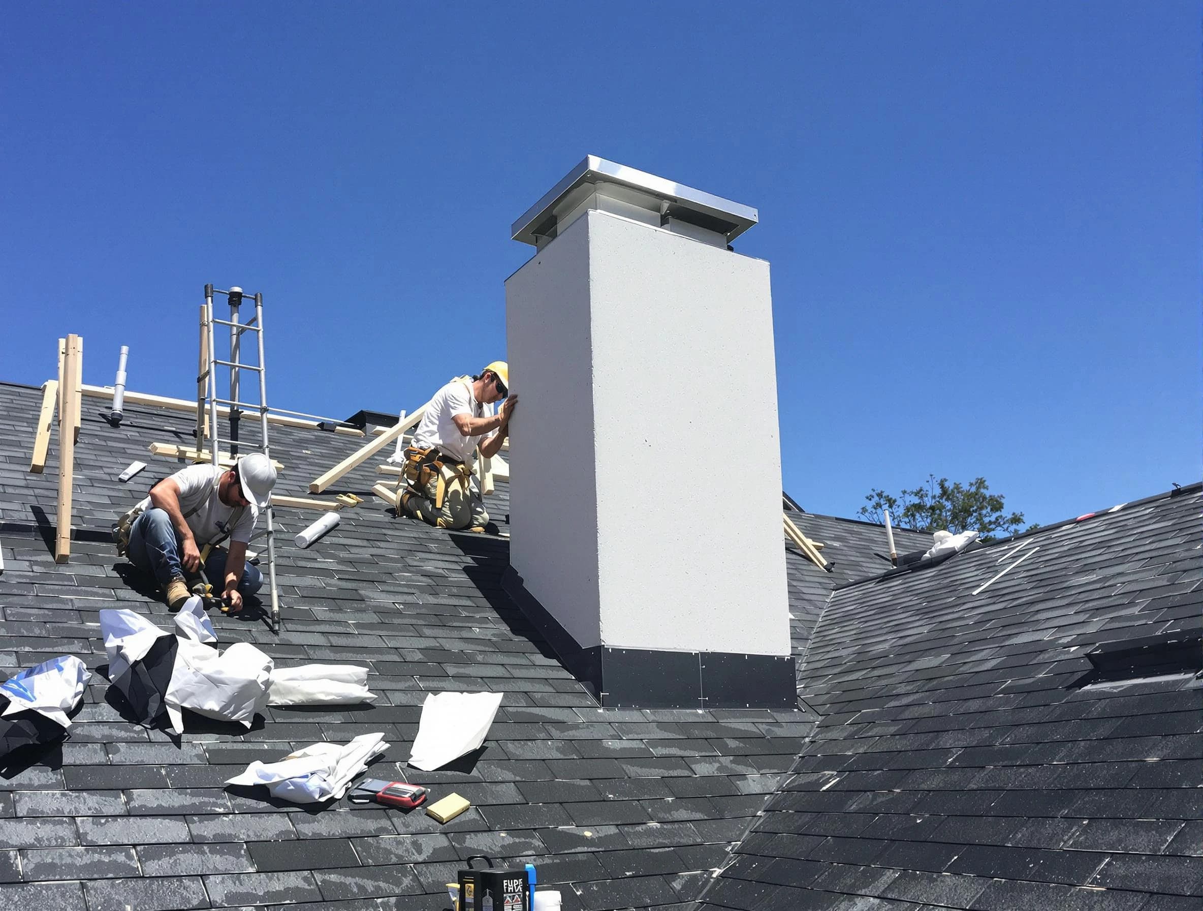 Penn Hills Chimney Sweep crew installing a new chimney in Penn Hills, PA