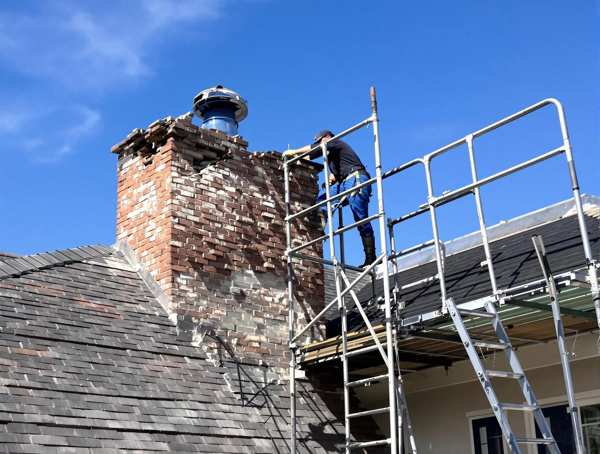 Rebuilding a chimney structure by Penn Hills Chimney Sweep in Penn Hills, PA