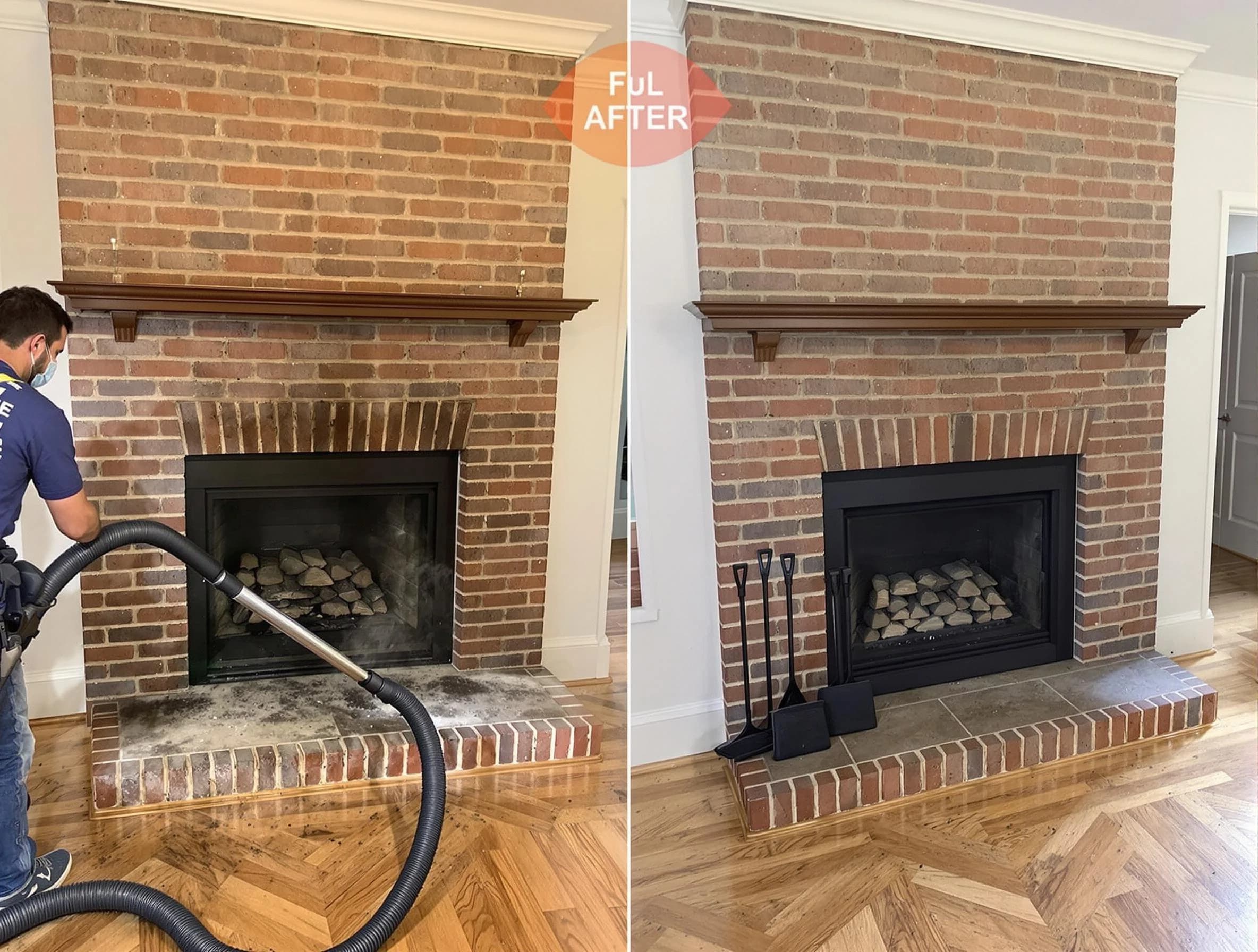 Penn Hills Chimney Sweep carefully sanitizing a fireplace in Penn Hills, PA