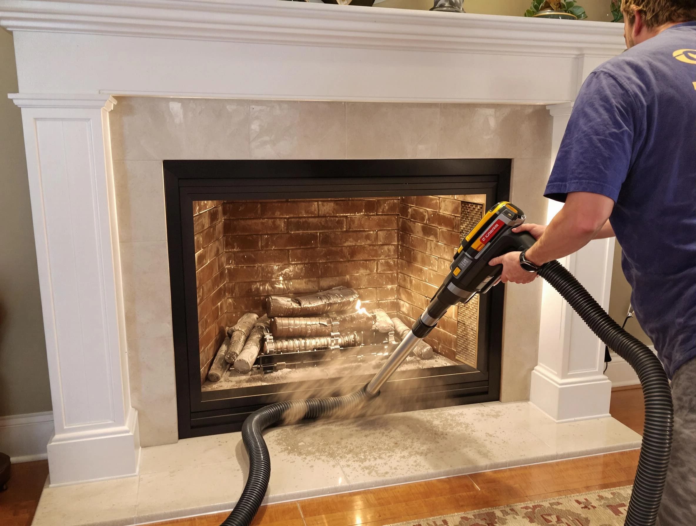 Fireplace cleaning performed by Penn Hills Chimney Sweep in Penn Hills, PA