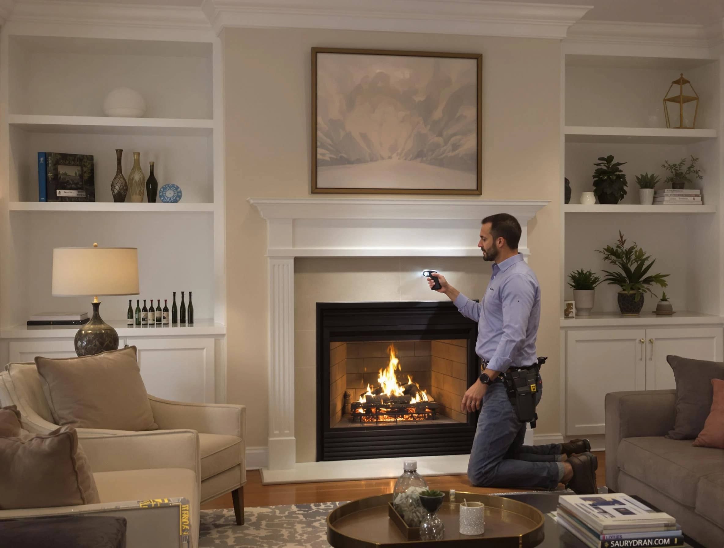 Penn Hills Chimney Sweep conducting a fireplace safety inspection in Penn Hills, PA