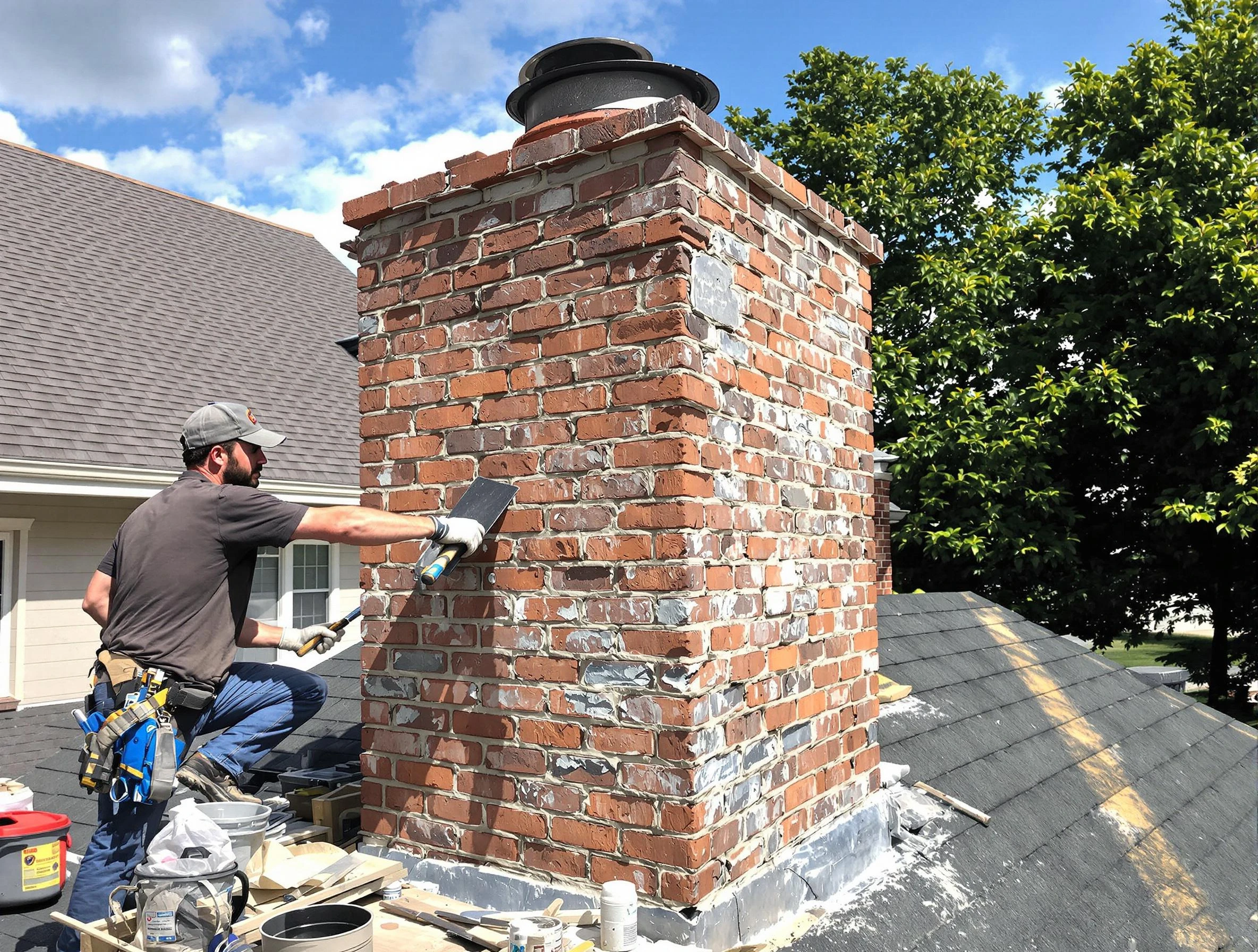 Completed chimney rebuild by Penn Hills Chimney Sweep in Penn Hills, PA