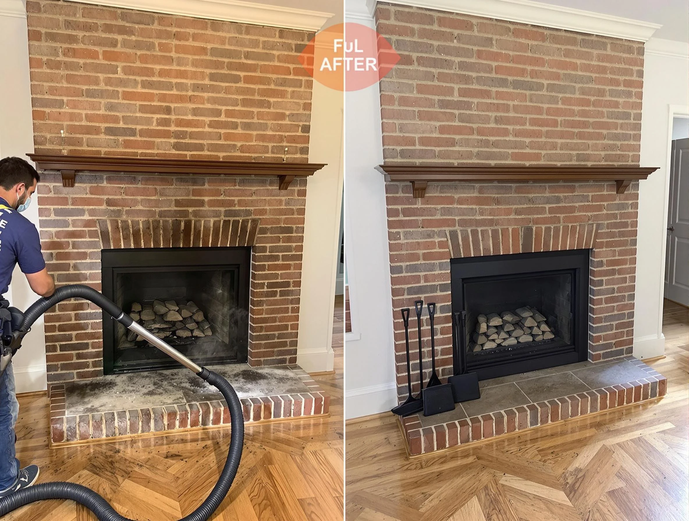 Penn Hills Chimney Sweep carefully sanitizing a fireplace in Penn Hills, PA